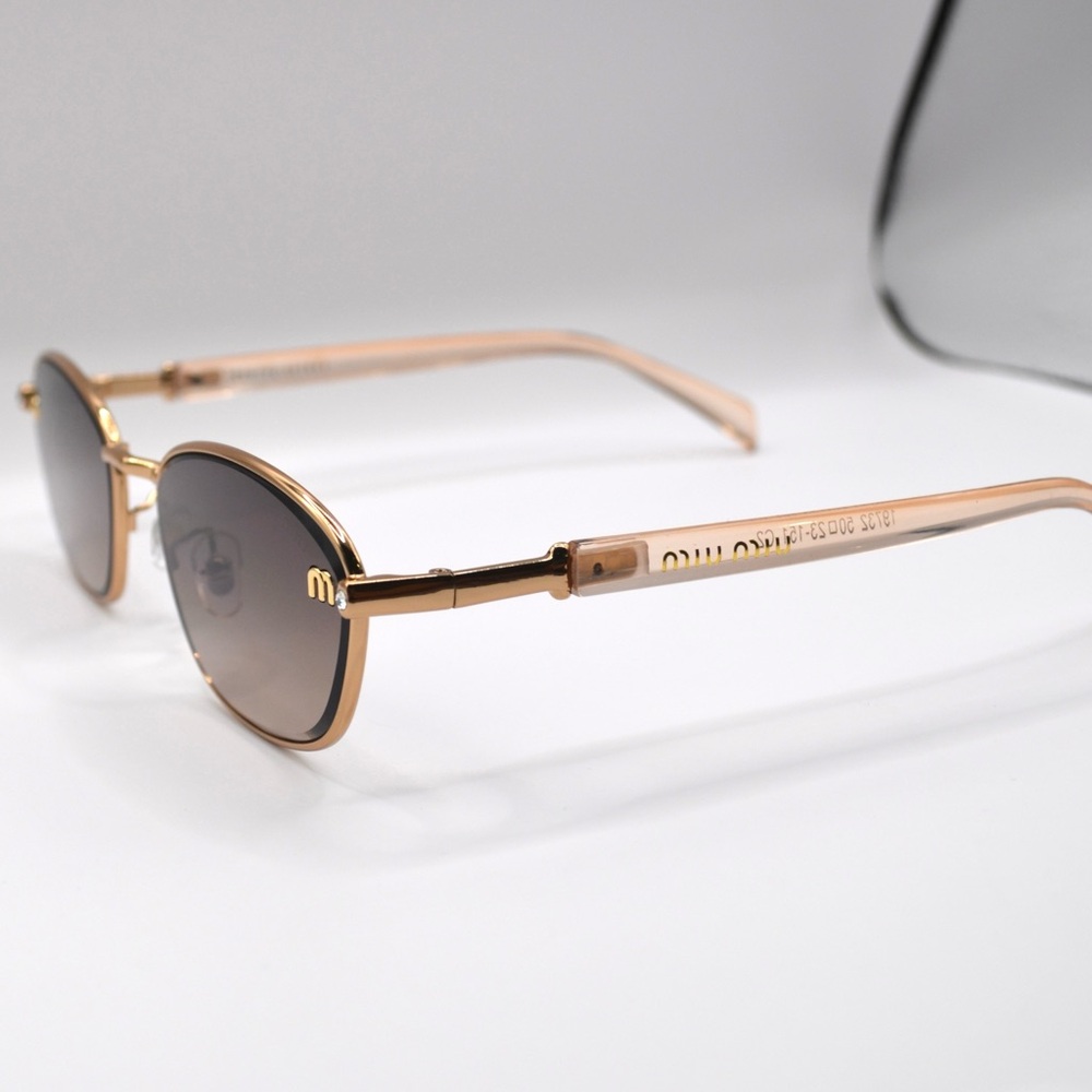 MIU MIU Women’s Metal Sunglasses | Gold & Nude | Brown Gradient Lenses | New - Picture 2 of 16
